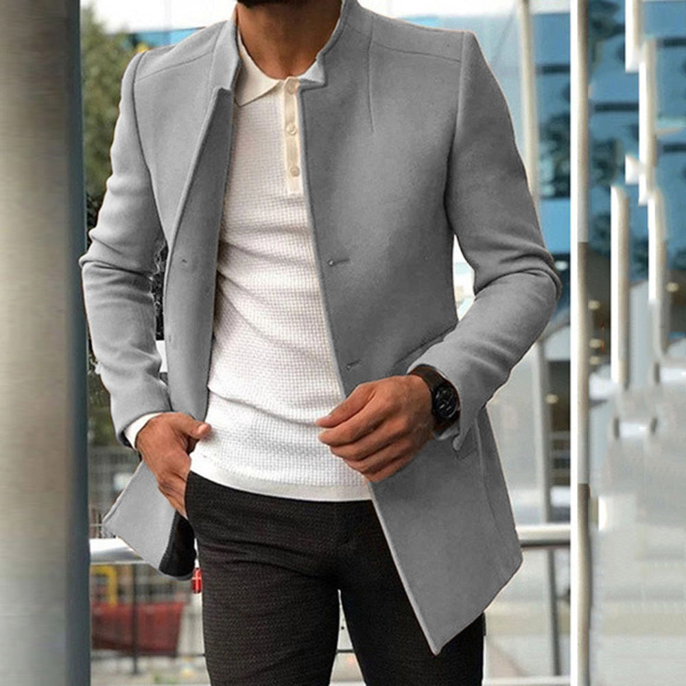 Men's Slim Coat Fashion Single-breasted Solid Color Business Jackets Fall And Winter Tops Outwear Clothing My Store