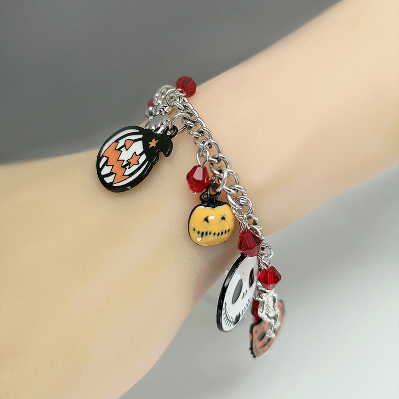 Halloween Bracelet With Pumpkin Skull Ghost Funny Jewelry chicpolly