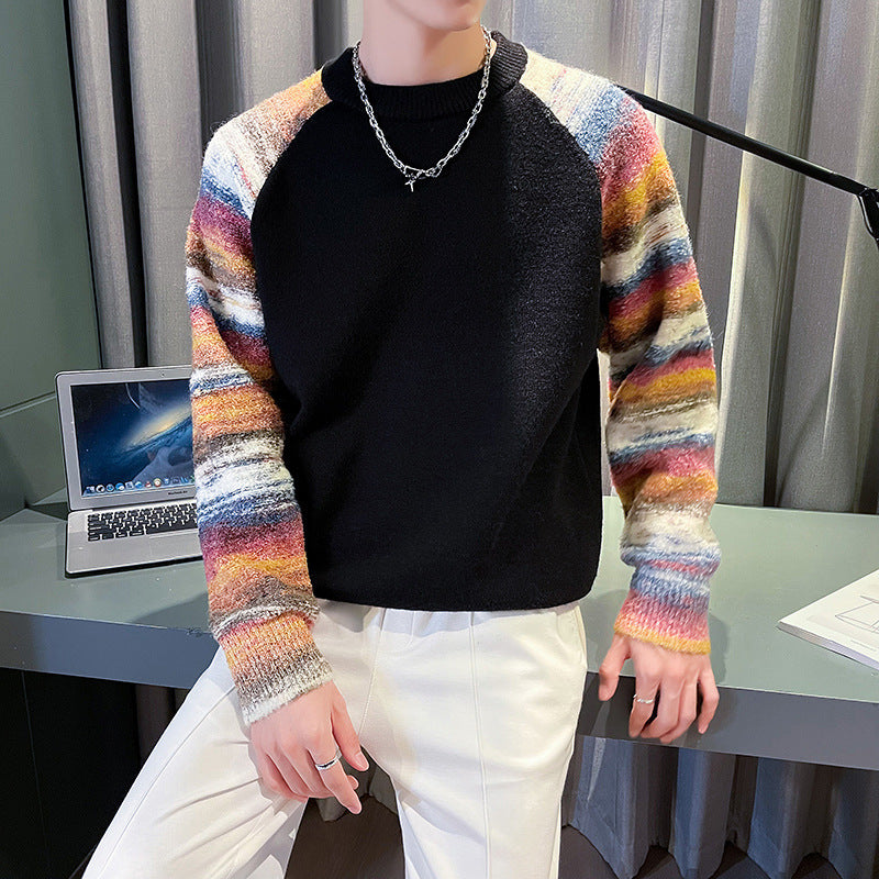 Dopamine Stitching Men's Raglan Sleeve Sweater chicpolly