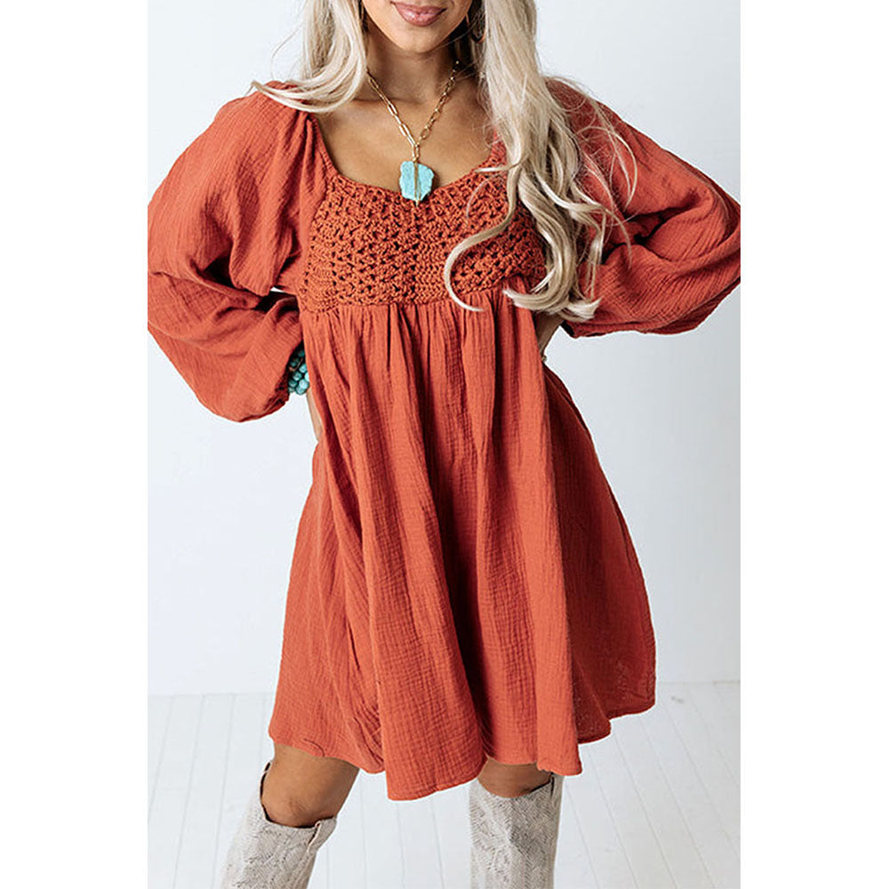 Knitted Square Collar Dress Women chicpolly