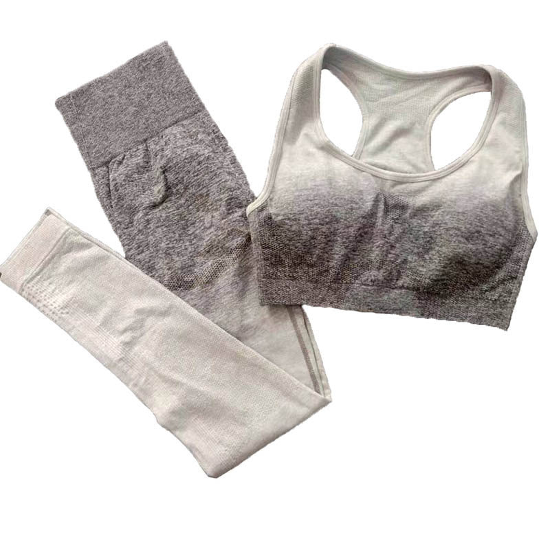 Gradient Color Workout Clothes Gather Seamless Yoga Clothes chicpolly
