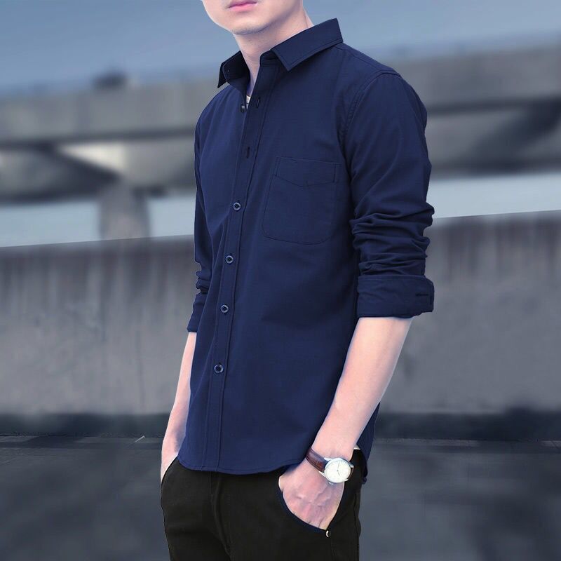 Men's Shirts Slim Fit Casual Long Sleeve Shirts Business Men chicpolly