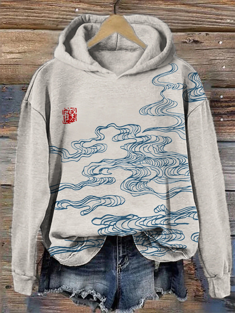 European And American Drop-shoulder Sleeve Digital Printing Sweater chicpolly