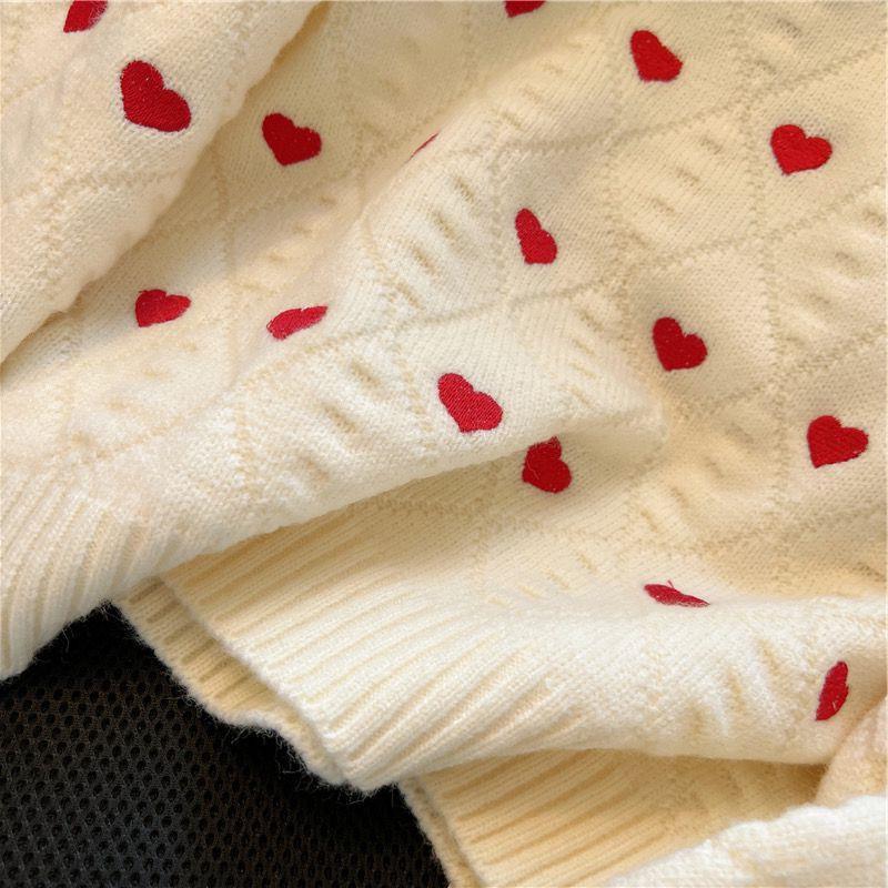 Heart Printing Cable-knit Sweater Women chicpolly