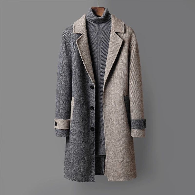 Men's Mid-length Woolen Coat Korean Style Loose chicpolly