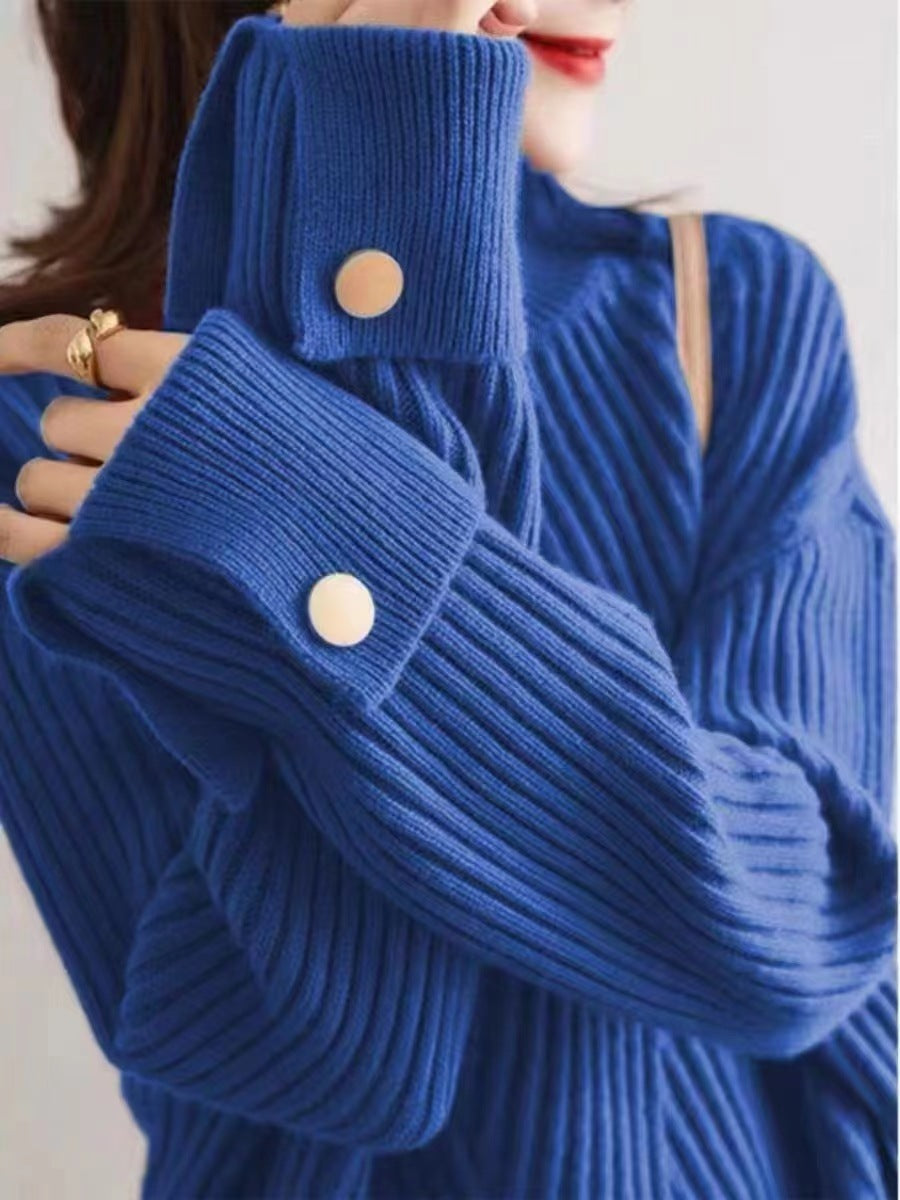 Winter New Half Turtleneck Sweater Design Cuff Sweater For Women chicpolly