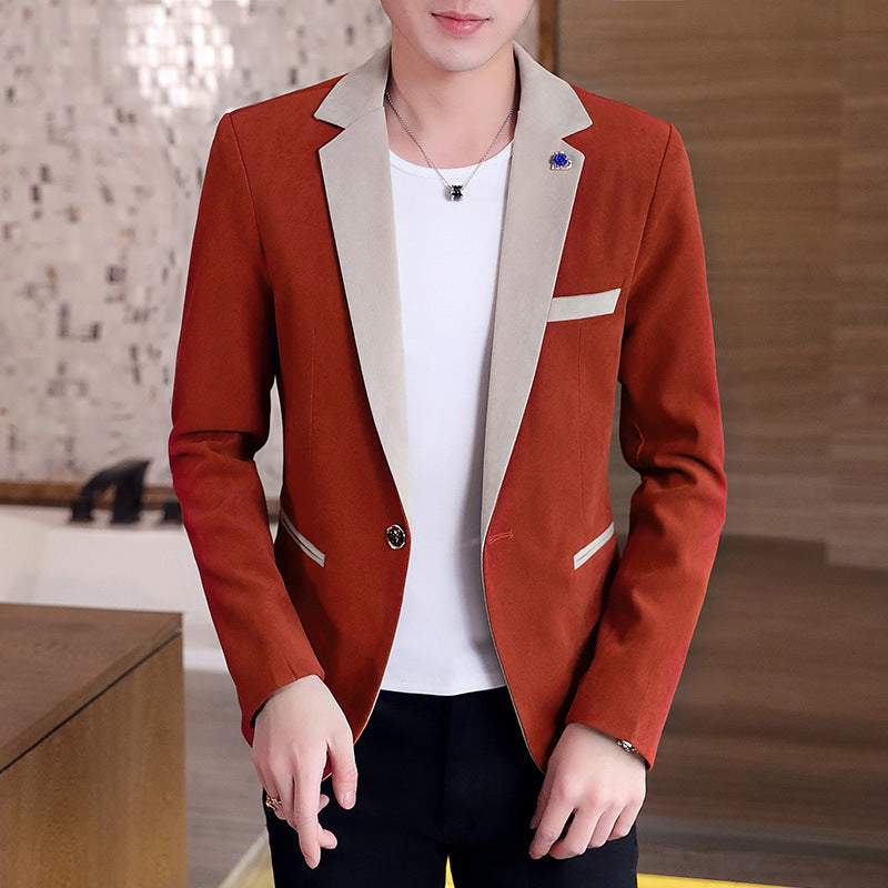 Contrast Color Fashion Slim Men's Small Suit Men chicpolly