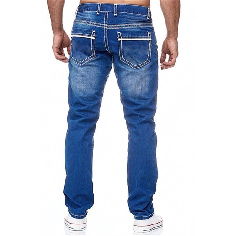 Men Jeans With Pockets Straight Pants Business Casual Daily Streetwear Trousers Men's Clothing chicpolly