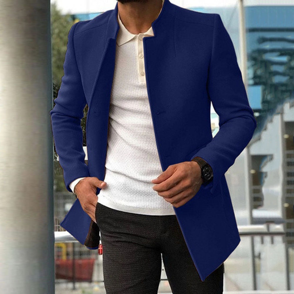 Men's Slim Coat Fashion Single-breasted Solid Color Business Jackets Fall And Winter Tops Outwear Clothing My Store