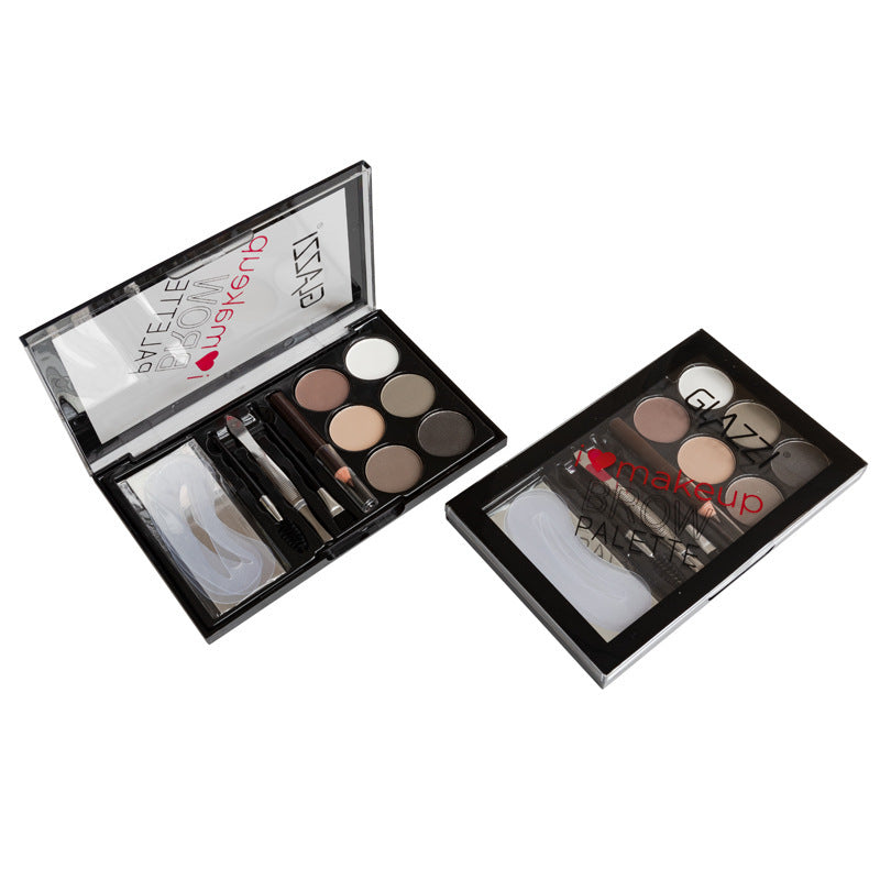 Natural Brown Eyebrow Powder Palette Eye Contour Enhancers Eye Brows Shadow Stamp Shaping Waterproof Makeup Kit With Brush chicpolly