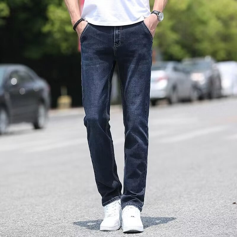 Men's Jeans Thin Loose Straight Casual Long Pants chicpolly