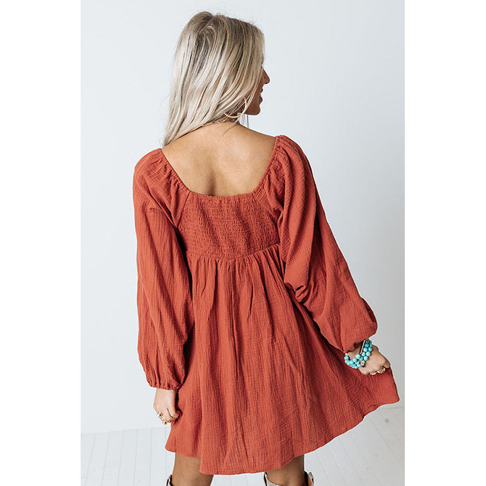 Knitted Square Collar Dress Women chicpolly