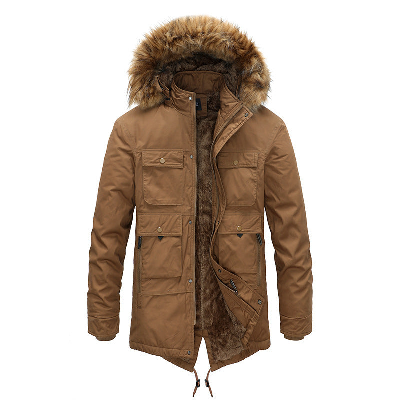 Winter Coat Men's Cashmere Long Cotton-padded Jacket chicpolly