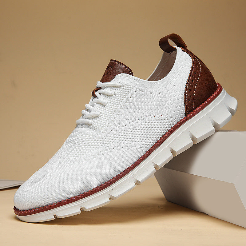 British Brogue Casual Men's Shoes Fashionable Flying Woven Surface Breathable Lightweight Sneaker chicpolly