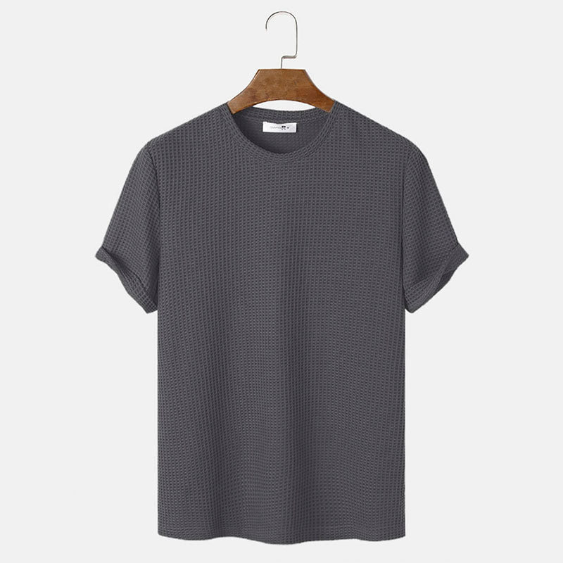 Men Solid Color Round Neck Basic T-Shirts chicpolly