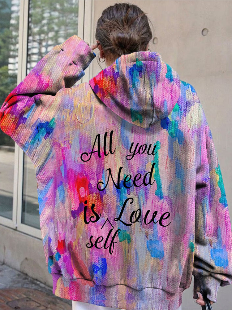 European And American Drop-shoulder Sleeve Digital Printing Sweater chicpolly