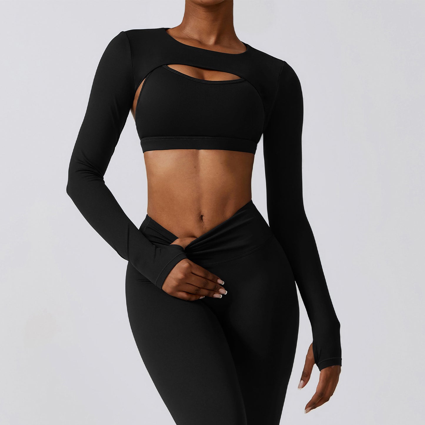 Long Sleeve Shawl Yoga Clothes Nude Feel Workout Clothes Top Running Sports Blouse chicpolly
