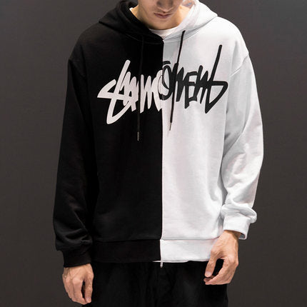 Women Patchwork Casual Hoodies Fall Winter Men High Street Fashion Hooded Sweatshirts chicpolly