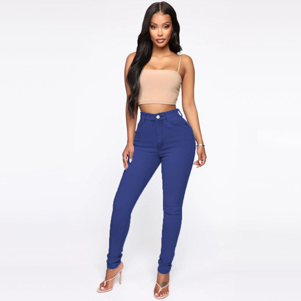 Slimming Jeans Pants For Women High Waist Trousers With Pockets chicpolly