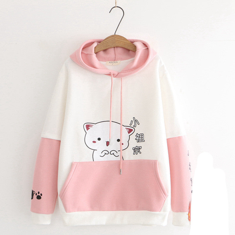 Winter childlike cartoon hooded sweater chicpolly