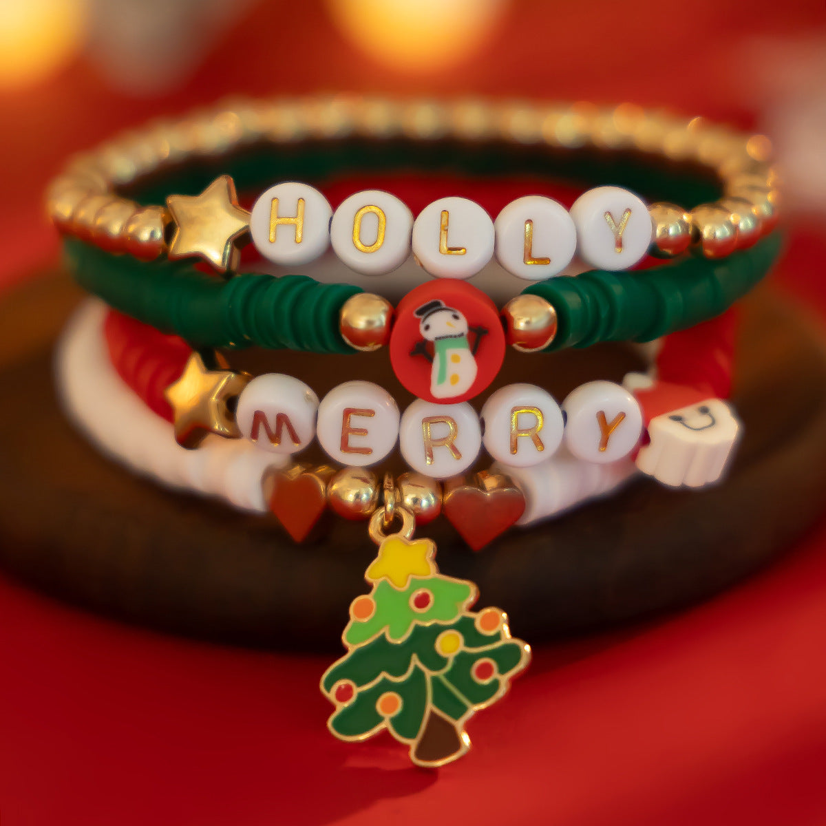 Christmas Polymer Clay Color Bracelet Suit chicpolly