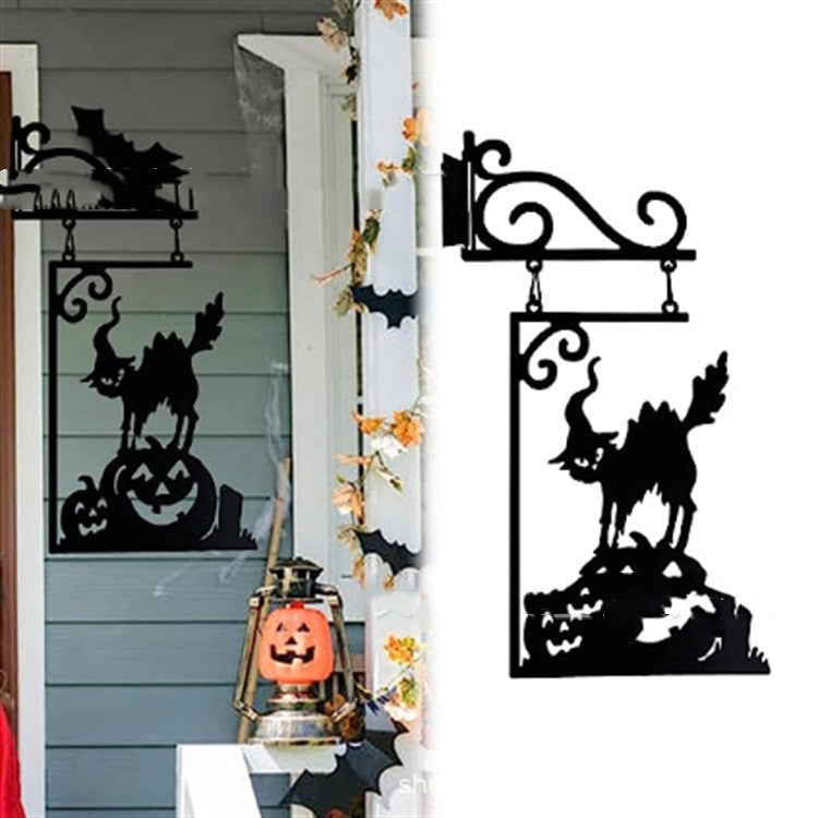 Halloween Courtyard Black Cat Witch Ghost Metal Decorations chicpolly