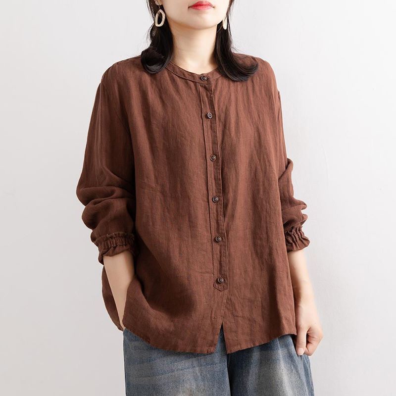 Renaissance new Style Cotton And Hemp Shirts chicpolly