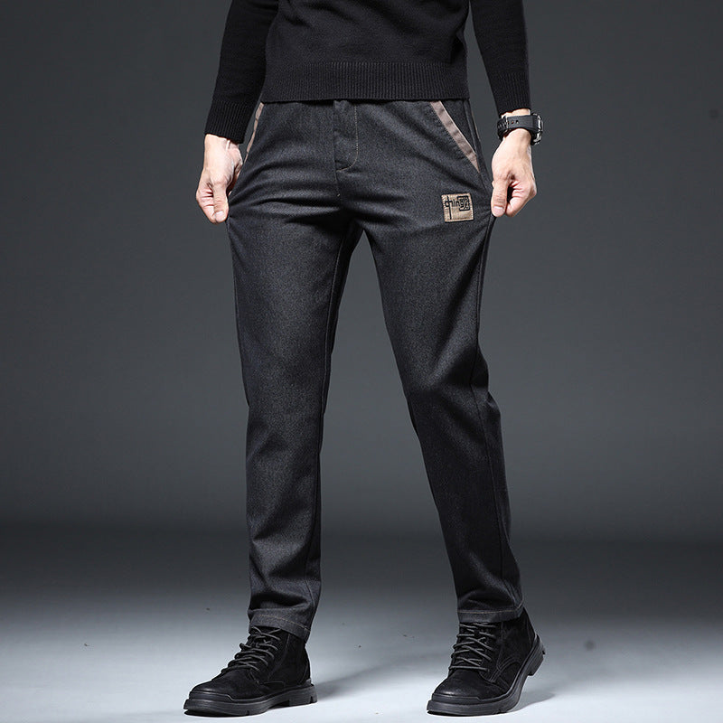 Embroidery Trend Slim Straight Pants Men chicpolly