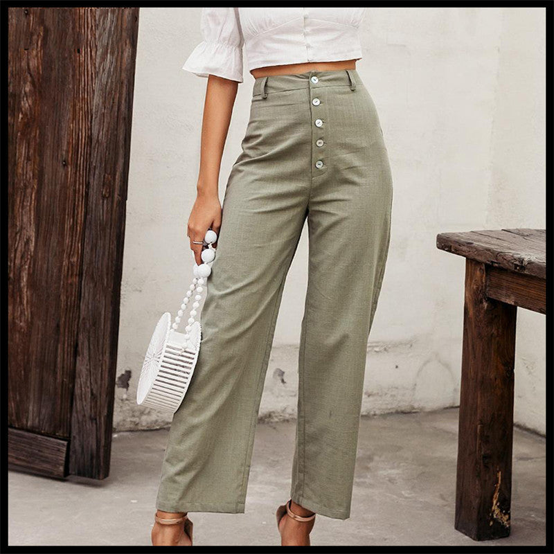 Slim-fit high-rise straight-leg trousers chicpolly