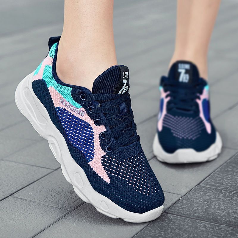 Casual Colorblock Lace-up Sneakers Women Versatile Breathable Lightweight Walking Running Shoes chicpolly