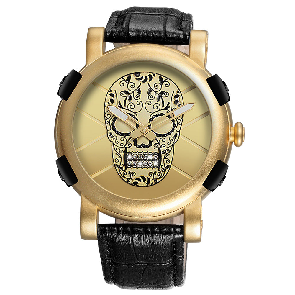 SKONE Pirate Skeleton Skull Quartz Men Watches Luxury Waterproof Leather Men Sports Watch chicpolly