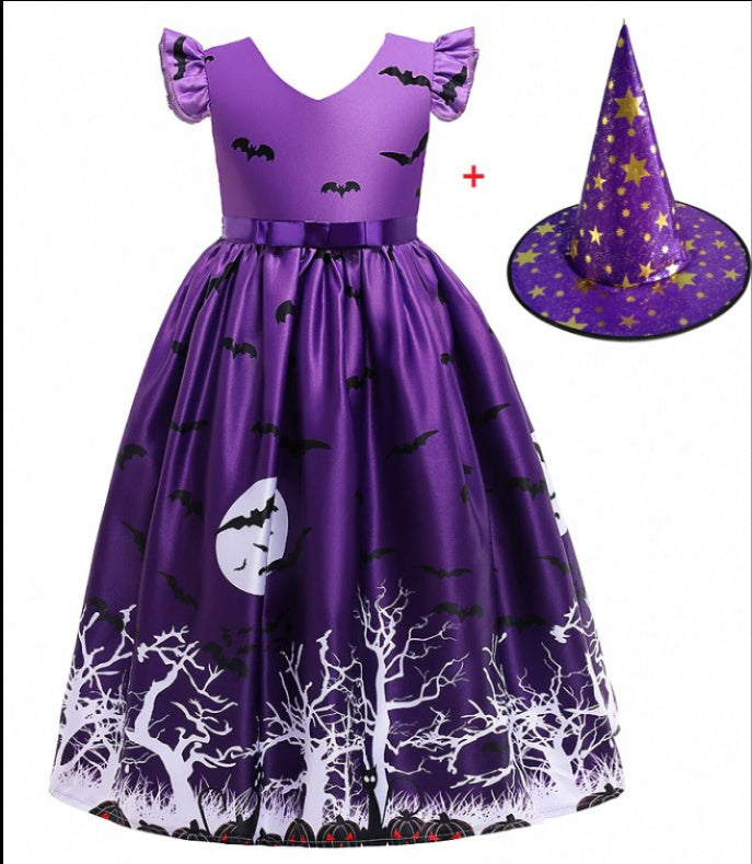Halloween Princess Dress Halloween Printed Mesh chicpolly