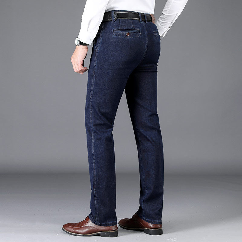 Stretch Casual Men's Trousers Straight High Waist Jeans chicpolly