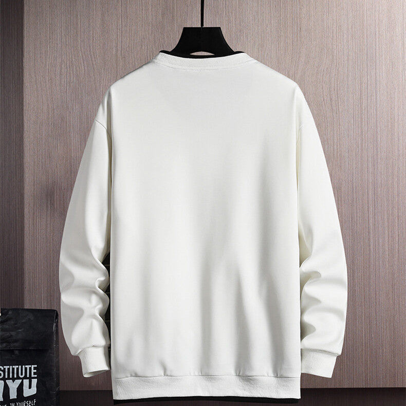 New Mens Casual Sweatshirts Hoodie Fake Two Pieces Letter Print chicpolly