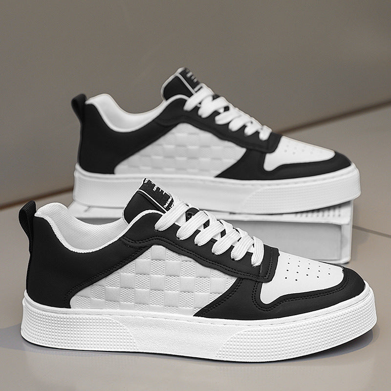 Casual Lace-up Sneakers Men Fashion Breathable Plaid Flats Shoes chicpolly