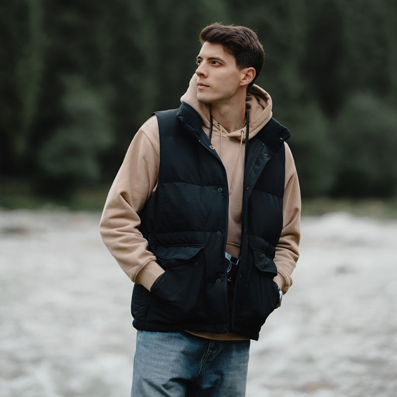 White Duck Down Three-proof Vest Down Jacket Coat For Men chicpolly