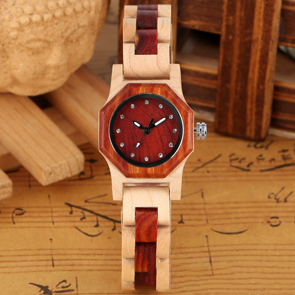 Bracelet Buckle Diamond Ladies Wooden Watch chicpolly