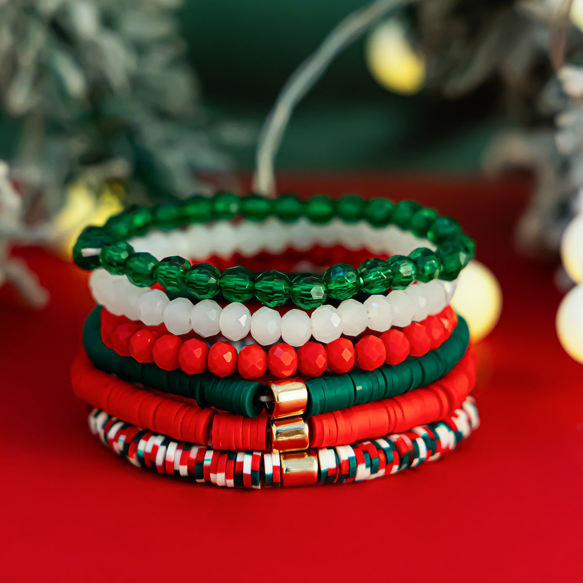 Christmas Polymer Clay Color Bracelet Suit chicpolly
