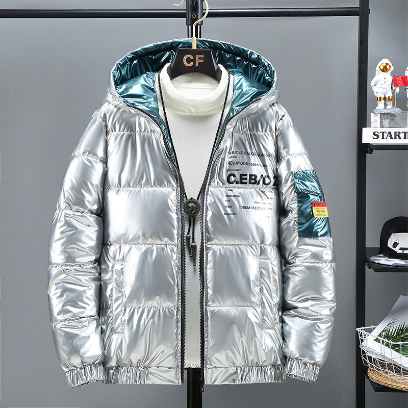 Winter Down Thick Bright Leather Cotton-padded Jacket chicpolly