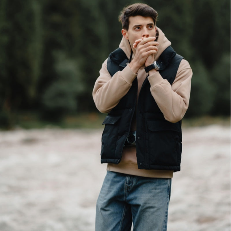 White Duck Down Three-proof Vest Down Jacket Coat For Men chicpolly