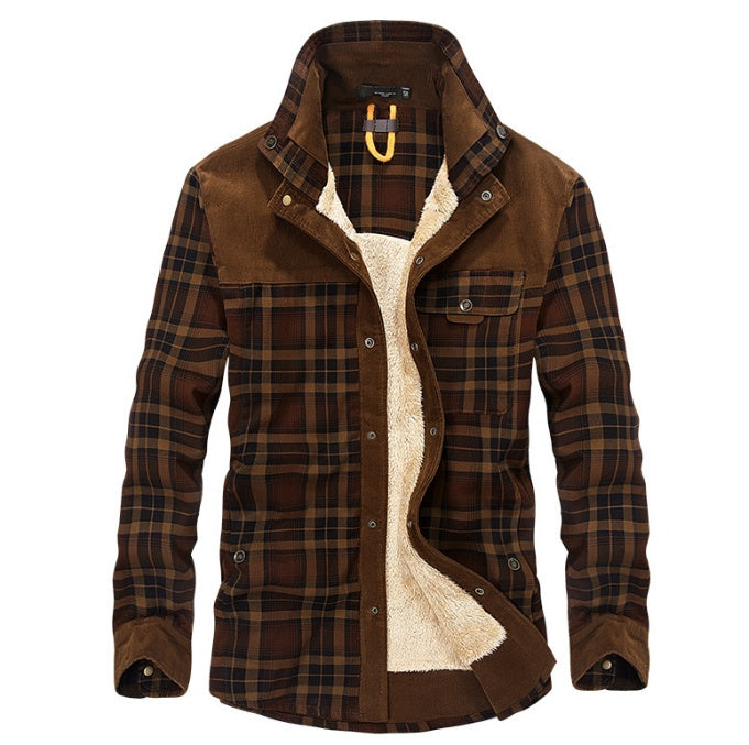 Winter Jacket Men Thicken Warm Fleece Jackets Coats Pure Cotton Plaid Jacket Military Clothes chicpolly