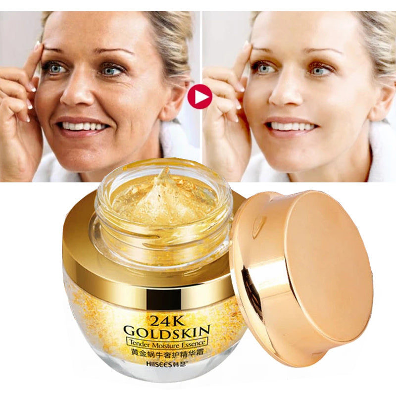 24K Gold Face Cream Dry Skin Care Whitening Snail Brightening chicpolly