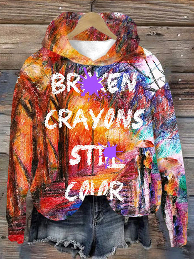 European And American Drop-shoulder Sleeve Digital Printing Sweater chicpolly