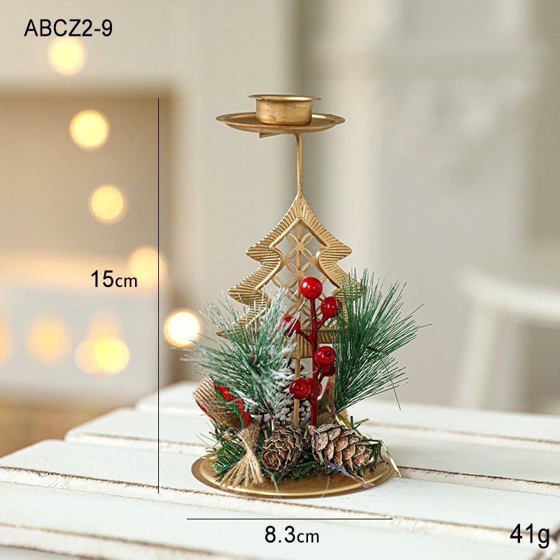 Christmas Candlestick Golden Iron Window chicpolly
