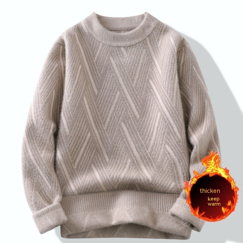 Round Neck Sweater Men's Winter Rhombus Sweater chicpolly