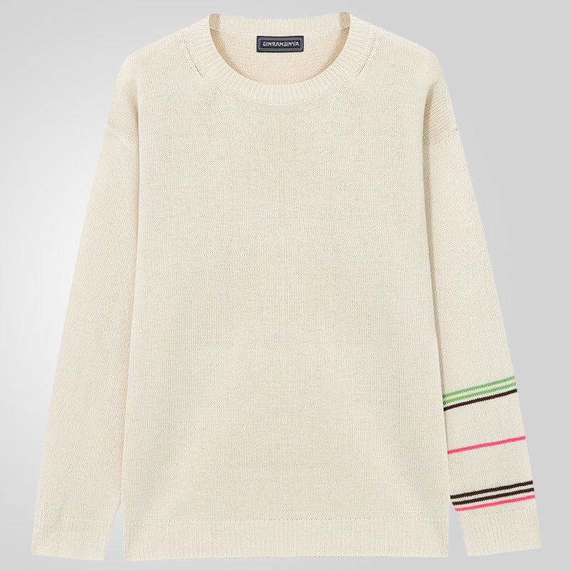 Round Neck Pullover Long Sleeve Base Lightweight Sweater chicpolly