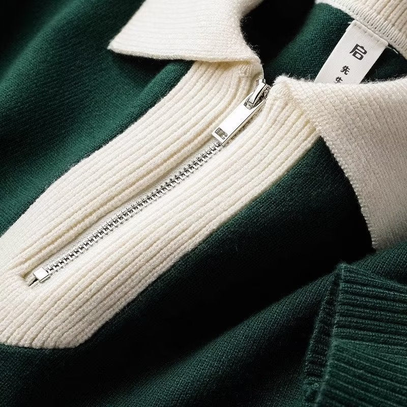 Trendy Brand Men's Lapel Slim Polo Collar Sweater chicpolly