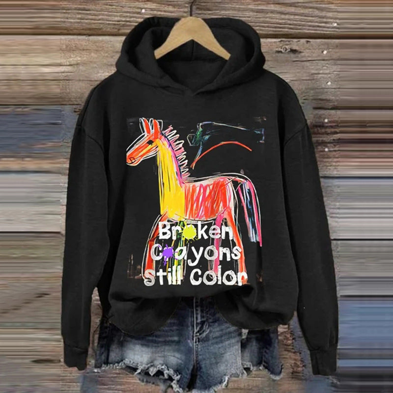 European And American Drop-shoulder Sleeve Digital Printing Sweater chicpolly