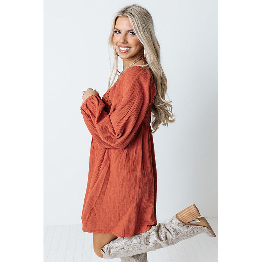 Knitted Square Collar Dress Women chicpolly