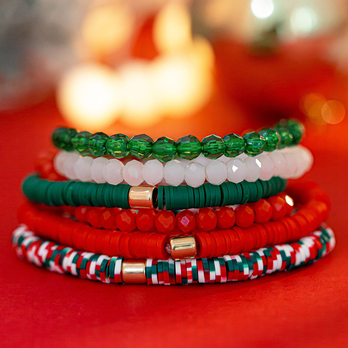 Christmas Polymer Clay Color Bracelet Suit chicpolly